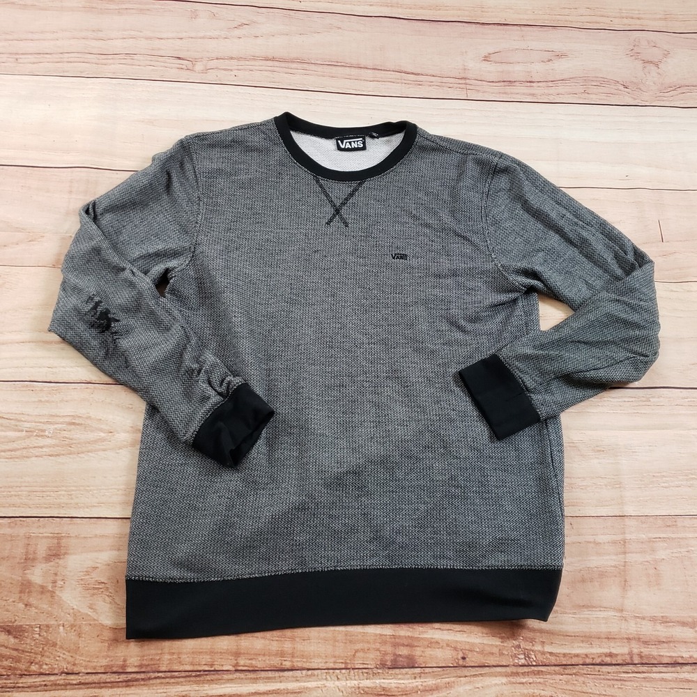 Vans Sweater Mens Large Gray Black Outdoor Skateboarding Sweatshirt Adult *